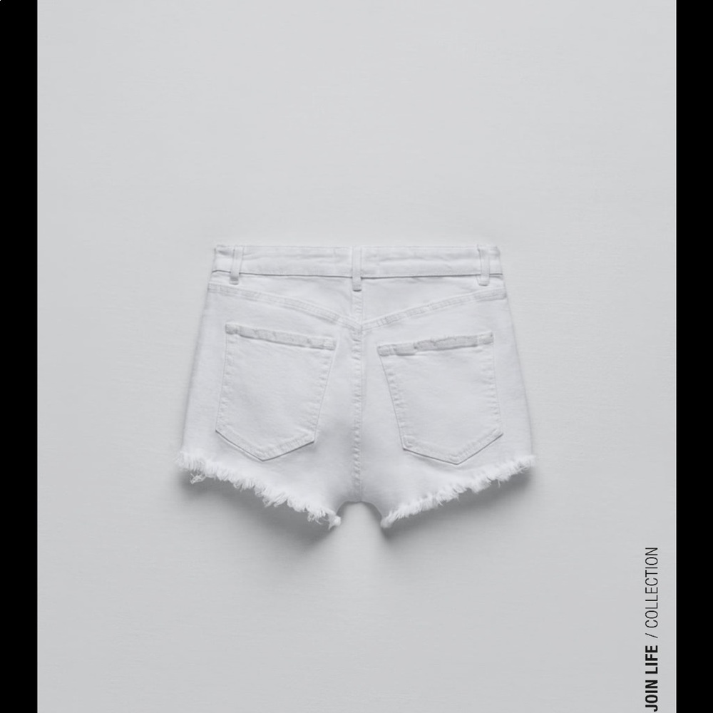 Zara high rise denim shorts white